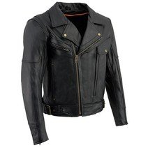 Milwaukee Leather LKM1770 남성용 블랙 가죽 재킷 벨트 유틸리티 포켓 포함 - 2XL, Large