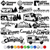 캠핑로고스티커1 자동차데칼스티커 캠핑카 카고트레일러 카라반꾸미기 아웃도어, 1개, 연두XL