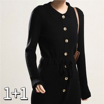 (1+1) 여성 데라 카라넥 골지 니트 원피스