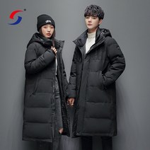 남성 화이트 덕 다운 자켓 후드 퍼퍼 자켓 코트 겨울 캐주얼 롱 파카 오버코트 아웃도어