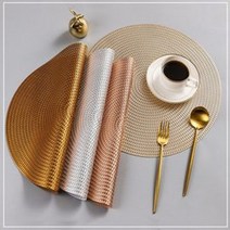 JY 개인식탁보 식탁타일 식탁유리대용 우드테이블매트 북유럽풍 식탁 매트 원형, 골드