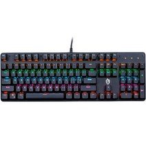 기계식 키보드 TROPRO TGK05 게임용 키보드 파란색 스위치가있는 LED 백라이트 유선 키보드 (검정색 104 키)