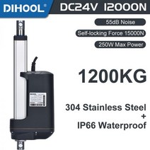엑츄에이터 리니어 실린더 전기 선형 액추에이터 DC 24V N 푸시 1200kg 600mm 700mm 800mm 스트로크 모터 드라이브 스테인레스 스틸 파이프 강력한 트럭 잭, CHINA, Only Time Controller, 13MMS 10000N