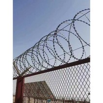 윤형철조망 원형 울타리 경계 훼스 가시 철망, 스테인레스 스틸 브래킷/실버