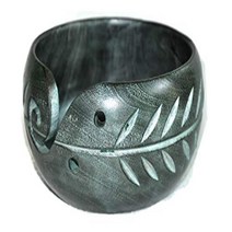Premium Solid Dark Hardwood Crafted Wooden Portable Antique Yarn Bowl Holder for Knitting Crochet -, 6