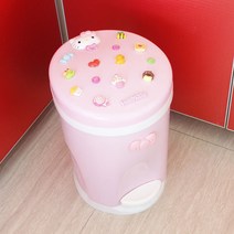 키티 미키마우스 캐릭터 페달 휴지통 가정용 침실 주방 거실 화장실 원형 휴지통, 고양이 아이스크림 라지 8.5리터