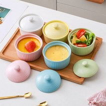 오븐요리 찜요리 가능 크럼블 세라믹 미니 베이킹 그릇 뚜껑포함 5가지 색상, 그린