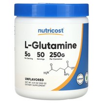 뉴트리코스트 Nutricost L-글루타민 무맛 250g(8.9oz)100421, 252.31 g