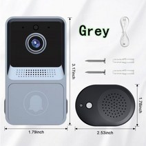도어벨 비디오 WIFI 초인종 홈 무선 전화 스마트 도어 벨 카메라 보안 인터콤 720P 아파트용 IR 야간 투시경, Gray
