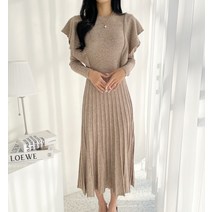 드레스허그 렐링 러플 리본 플리츠 니트 원피스 2color