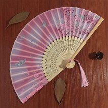 바람 일본식 부채 중국어 국화 여성 용지 자수단 눈 파초선 플라워나비 장식, 18 호랑나비어