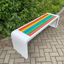 유럽풍 야외벤치 공원 의자 데코 테라스 정원 카페 가든 야외용 등받이, 100x40x45cm 아연도금 화이트