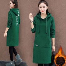 나래가 여성 기모 롱 후드 원피스 맨투맨 오버핏 박스티 겨울 pmo59