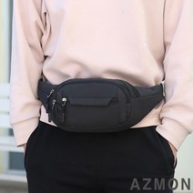 AZMON 심플 무지 옥스퍼드 힙색 가방 0.13kg 초경량 넓이24cm x 높이14cm x 두께10cm, 블랙