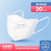 마스크 KN95 보호 3D FFP2 마스크 4 겹 성인 마스크 FPP2 인증 블랙 핑크 색상 KN 95, 04 20PCS KN95 White