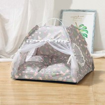 반려동물해먹 달콤한 공주 고양이 침대 접이식 텐트 개집 새끼 개 바구니 귀여운 집 홈 쿠션 애완 동물 제품 쇼파 의자 침대, M 52x52x40CM, 04 Grey flamingo