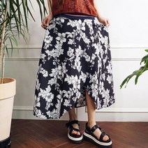 [바보사랑] 빅 플라워 패턴 랩스타일 롱 스커트
