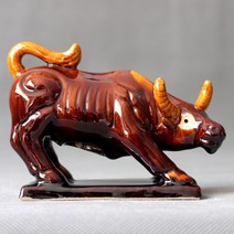 2021 새해 소 조형물 도자기 황소 재운수 월가 모델 공예품 모조, AL.스몰베이지롱18높이13