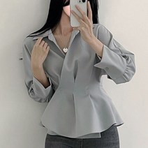 [봄신상/55반까지] 연잎 프릴 핀턱 크롭 카라 셔츠 카라 블라우스 5color