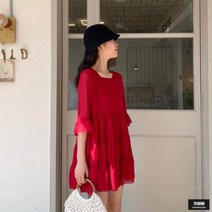 가바바 여성 빅사이즈 원피스 뒤태 리본끈 스트랩 미니원피스 G50206