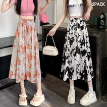 엠제이스타 2장세트 여성 아이스 밴딩 쿨치마 시원한 여름 롱 스커트 블링블링