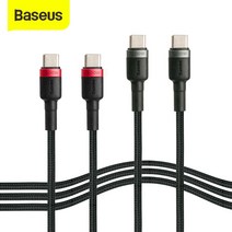 베이스어스 C to C PD 케이블 100W, 레드 + 블랙, 3개