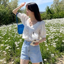 바잉몰 여성 아침이슬 퍼프소매 셔링 블라우스