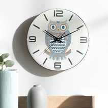 HC 부엉이 컨벡스 라운드 무소음 거실 사무실 인테리어 벽걸이시계 290 x 50 mm, 블랙