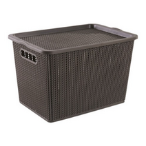 [네임택 사은품] 라탄 팬트리 펜트리 수납 수건보관함 손잡이형 다용도 리빙 박스, 차콜, 대