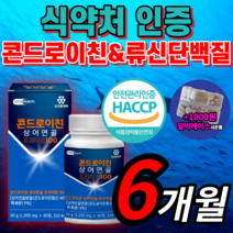 100% 식약처 인증 코오롱 제약 콘드로이친 코드로이친 콘도로이친 콘드리친 콘트로이친 플러스 류신 단백질 뉴신 관절 관절앤 관절에 연골 무릎 홈쇼핑 상어 연골 식 약 청 인정 정품, 대용량 콘드로이친 180정(6개월) *SALE UP!*