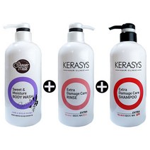 케라시스 엑스트라 데미지케어 손상모발케어 샴푸 린스 바디워시 1세트, 750ml