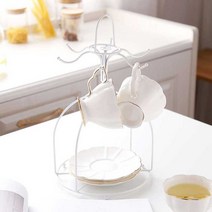 컵거치대 하트컵걸이 골드 주방 유리머그컵 홍차 엔틱, C