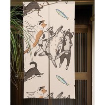 커튼 블라인드 다이소커튼 재미 있고 귀여운 고양이 식당 장식 파티션 드레이프 주방 입구 걸이형 하프 세트, 65x90cm, 07 CTS00784
