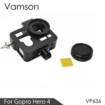 고프로호환하우징 방수케이스Vamson for Gopro Hero 4 액세서리 알루미늄 금속 보호 하우징 케이스 CNC 프, 01 VP636Black