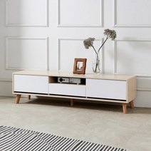 스칸디나비아 모던 낮은 사각 TV 거실장(150cm 3색) AV장 서랍장 예쁜 테레비 서랍 대, 화이트