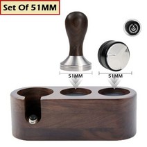 51mm/54mm/58mm 커피 탬퍼 홀더 필터 스탠드 월넛 에스프레소 디스트리뷰터 매트 랙 메이커 도구 액세서리 바리스타 선물, Set Of 51mm