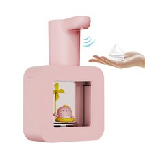 Fowod LED 무드등 자동 센서 세제 거품형 디스펜서 충전식 손세정기, 핑크