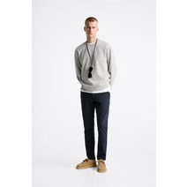 ZARA 텍스처드 치노 팬츠 - 네이비 블루 222660999