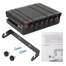 카라반 캠핑카 부품 수리용품 24v 12v 6 버튼 라이트 토글 스위치 패널 퓨즈 상자 led 표시기 자동차 액세서리 보트 트럭 트레일러 caravan rv camper, 검은색
