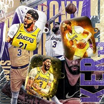와우박스 주문제작 NBA LA 레이커스 앤서니 데이비스(Anthony Davis Jr.) 농구 선수 에어팟 버즈 무선 이어폰 케이스, 무광 하드케이스, 버즈(밑판 흰색)
