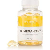 Nutru O-Mega-Zen3 비건 오메가 3 DHA 보충제 - 400 mg 필수 지방산 카라기난 프리 프리미엄 조류 기반 어유 대체 120 소프트젤, 기본