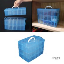 3단 부품통 나사 못 자재 보관함 피스함 피스통 부품함 투명 정리함 중형 블루