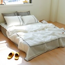 [쇼핑엔티] [르헤브] 나플나플 뱀부 시어서커 누빔이불 베개세트 (Q/퀸)