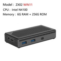 미니컴퓨터 ZX02 인텔 미니 PC N4100 윈도우 11 윈도우 10 리눅스 6기가 램 USB 3.0 C 타입 블루투스 HD 소형 컴퓨터 와이파이 128G 256G 512G 1, AE) 6G 256G Win11_AU
