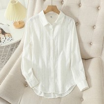 디자인 감각 작은 자수 순면 긴팔 화이트 셔츠 가을 슬림 핏 여성셔츠 블라우스 캐쥬얼셔츠 여자봄