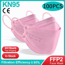 10-200PCS KF94 페이스 마스크 FFP2 보안 보호 KN95 4 레이어 승인 FPP2 마스카라 블랙 피쉬 FFP2MASK kf94mask, 08 100PCS pink
