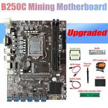 HOT-B250C 메인 보드 12USB G4560 CPU DDR4 4GB RAM 128G SSD 팬 SATA 케이블 스위치
