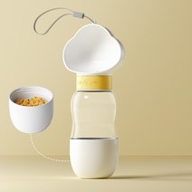 MF아티펫 반려동물 심플 휴대용 식수 물병 + 사료통, 흰색, 1개