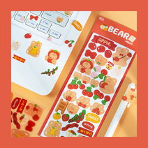 2pcs 베어 곰돌이 다꾸 스티커 노트북 다이어리 핸드폰 DIY 꾸미기 데코 장식, 베어프루트