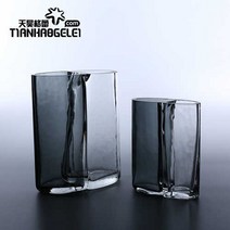 TIANHAOGELEI 이케바나화병 데코뷰 수제 유리 화병, 15x7x19cm